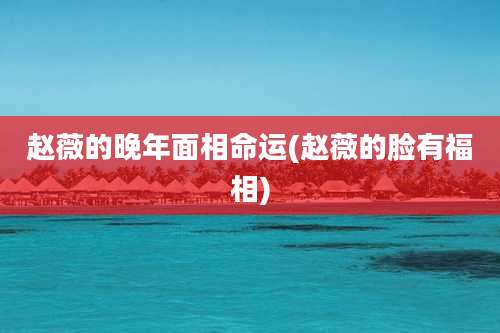 赵薇的晚年面相命运(赵薇的脸有福相)