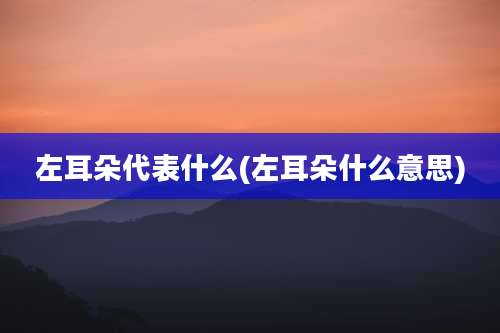 左耳朵代表什么(左耳朵什么意思)