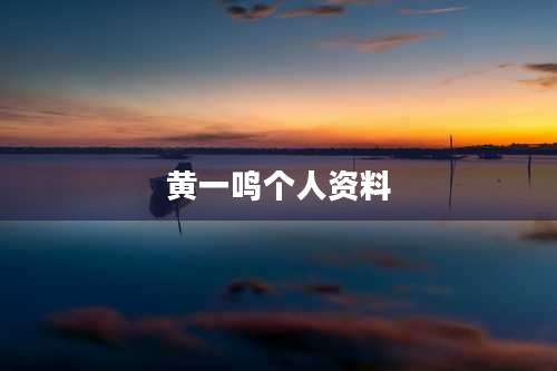 黄一鸣个人资料