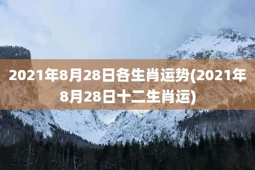 2021年8月28日各生肖运势(2021年8月28日十二生肖运)