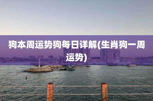 狗本周运势狗每日详解(生肖狗一周运势)