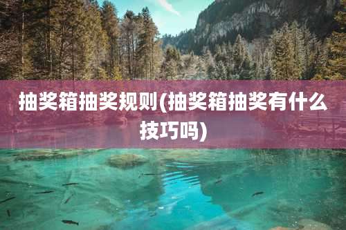 抽奖箱抽奖规则(抽奖箱抽奖有什么技巧吗)