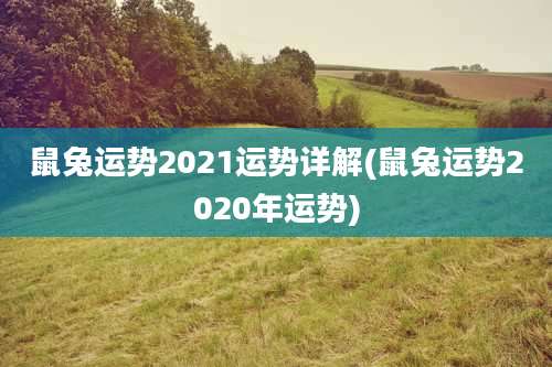 鼠兔运势2021运势详解(鼠兔运势2020年运势)