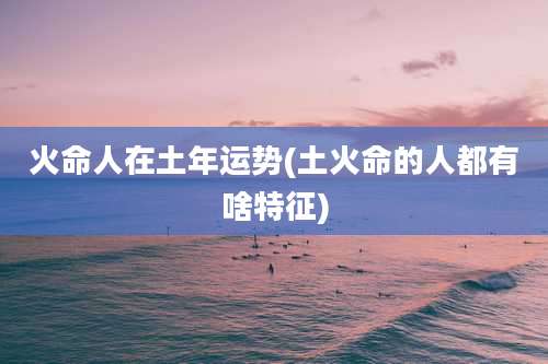 火命人在土年运势(土火命的人都有啥特征)