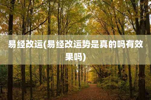 易经改运(易经改运势是真的吗有效果吗)