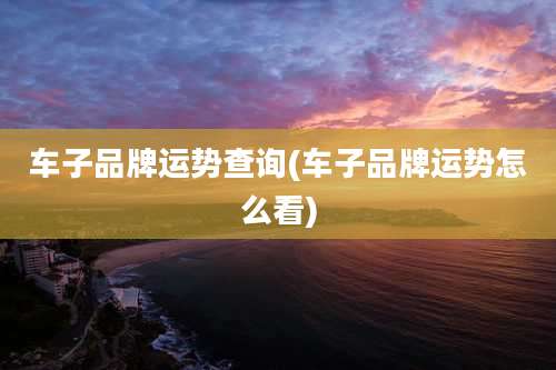 车子品牌运势查询(车子品牌运势怎么看)