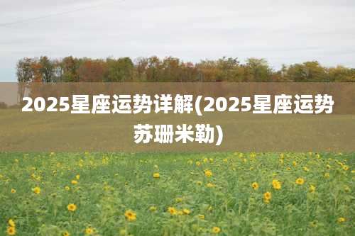 2025星座运势详解(2025星座运势苏珊米勒)