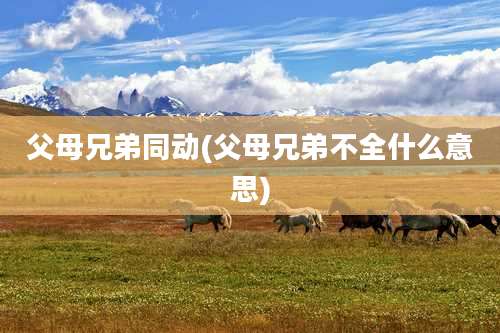 父母兄弟同动(父母兄弟不全什么意思)