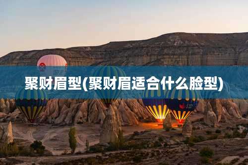 聚财眉型(聚财眉适合什么脸型)