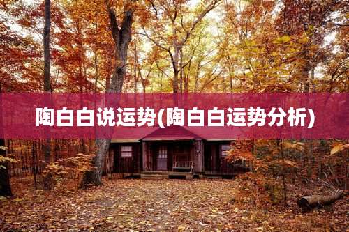 陶白白说运势(陶白白运势分析)