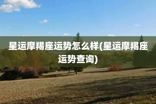 星运摩羯座运势怎么样(星运摩羯座运势查询)