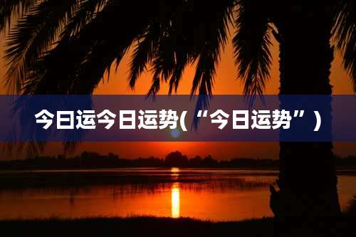 今曰运今日运势(“今日运势”)