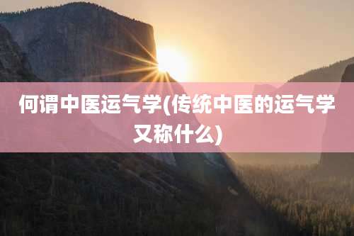 何谓中医运气学(传统中医的运气学又称什么)
