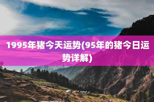 1995年猪今天运势(95年的猪今日运势详解)