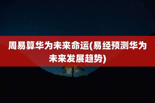 周易算华为未来命运(易经预测华为未来发展趋势)