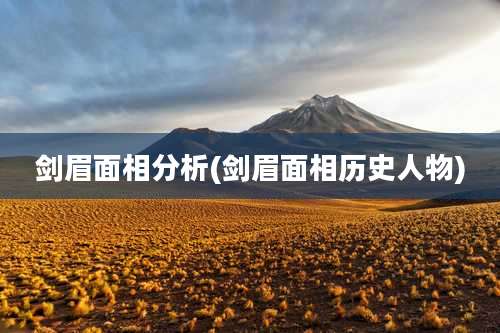 剑眉面相分析(剑眉面相历史人物)