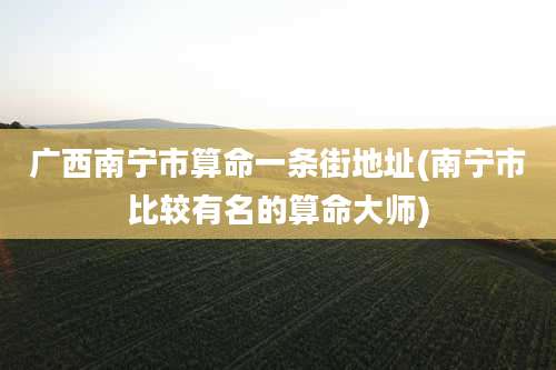 广西南宁市算命一条街地址(南宁市比较有名的算命大师)