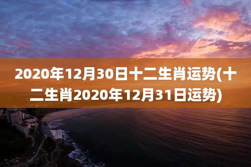 2020年12月30日十二生肖运势(十二生肖2020年12月31日运势)