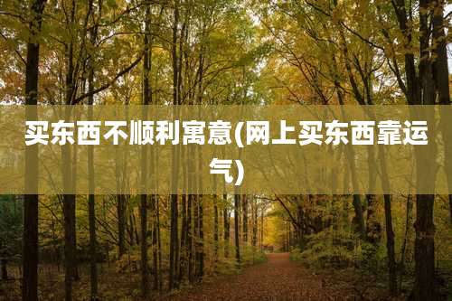 买东西不顺利寓意(网上买东西靠运气)