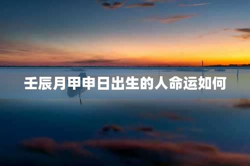 壬辰月甲申日出生的人命运如何