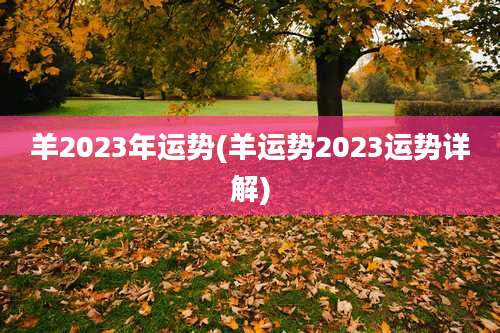 羊2023年运势(羊运势2023运势详解)