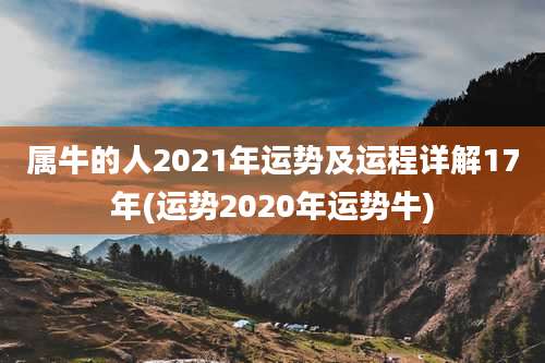属牛的人2021年运势及运程详解17年(运势2020年运势牛)