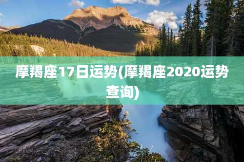 摩羯座17日运势(摩羯座2020运势查询)