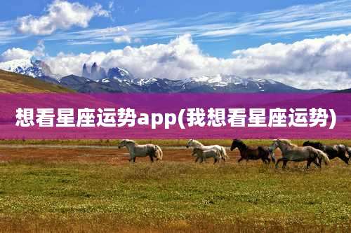 想看星座运势app(我想看星座运势)