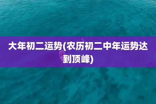 大年初二运势(农历初二中年运势达到顶峰)