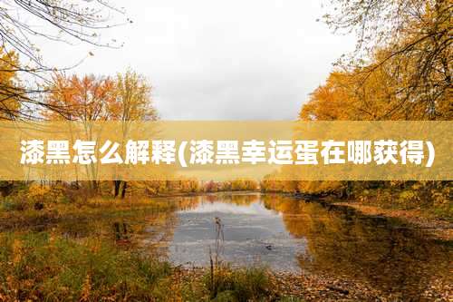 漆黑怎么解释(漆黑幸运蛋在哪获得)