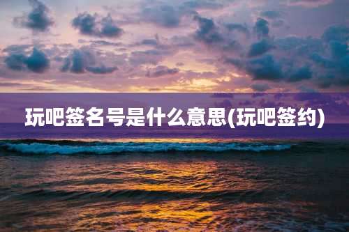 玩吧签名号是什么意思(玩吧签约)