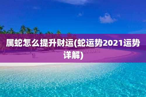 属蛇怎么提升财运(蛇运势2021运势详解)