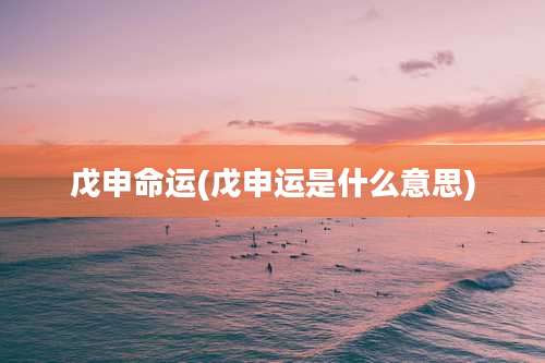 戊申命运(戊申运是什么意思)