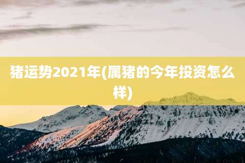猪运势2021年(属猪的今年投资怎么样)