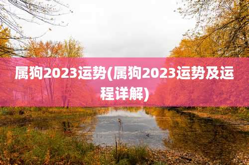 属狗2023运势(属狗2023运势及运程详解)