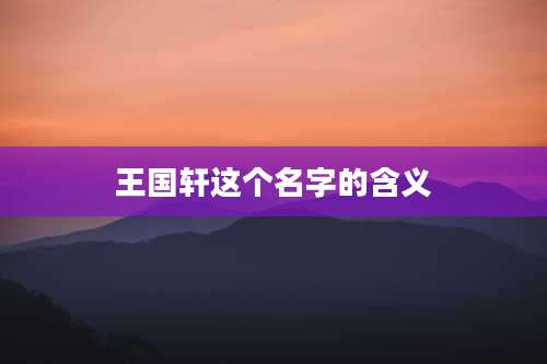 王国轩这个名字的含义