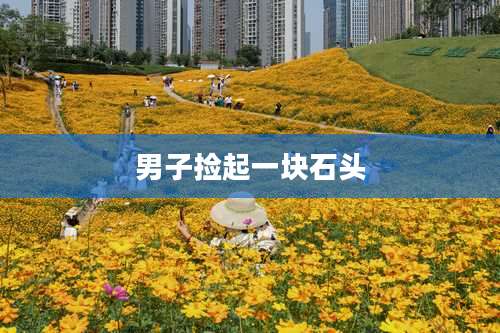 男子捡起一块石头