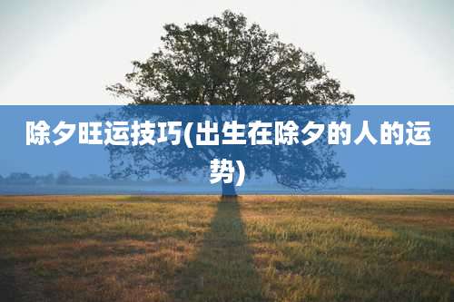 除夕旺运技巧(出生在除夕的人的运势)