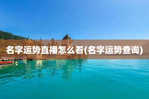 名字运势直播怎么看(名字运势查询)
