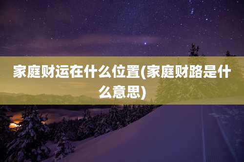 家庭财运在什么位置(家庭财路是什么意思)