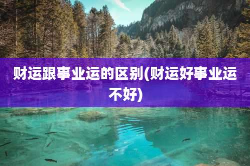 财运跟事业运的区别(财运好事业运不好)