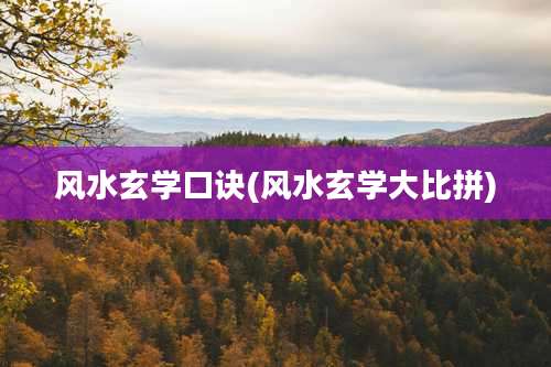 风水玄学口诀(风水玄学大比拼)