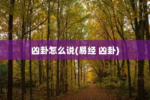 凶卦怎么说(易经 凶卦)