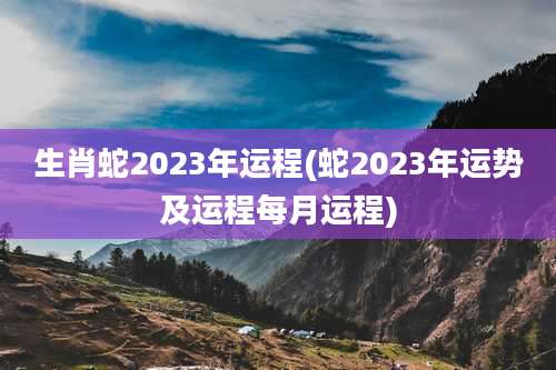 生肖蛇2023年运程(蛇2023年运势及运程每月运程)