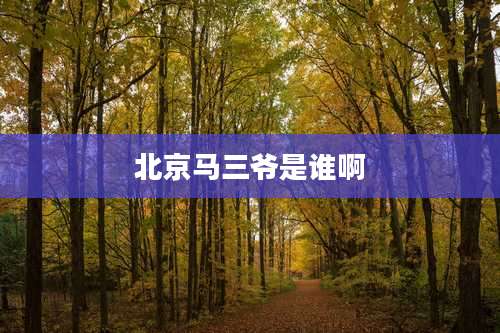 北京马三爷是谁啊