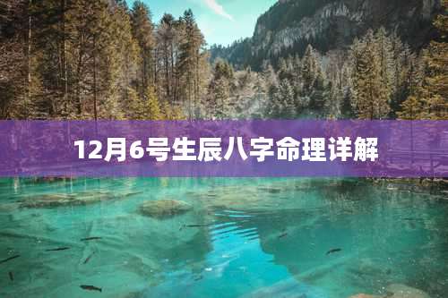 12月6号生辰八字命理详解