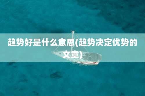 趋势好是什么意思(趋势决定优势的文章)