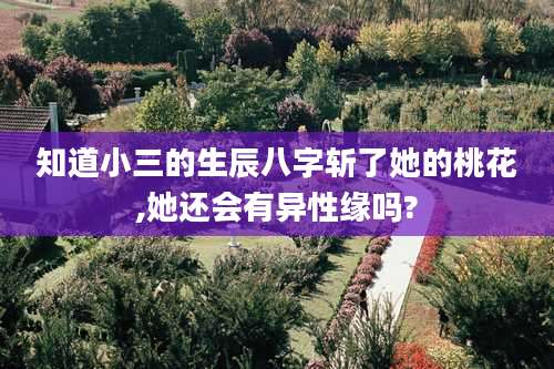 知道小三的生辰八字斩了她的桃花,她还会有异性缘吗?