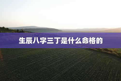 生辰八字三丁是什么命格的