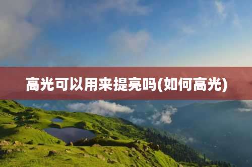 高光可以用来提亮吗(如何高光)